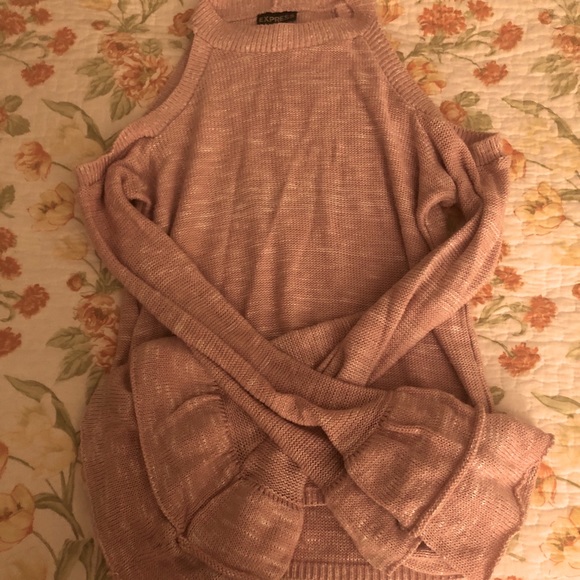 Express Cold Shoulder Bell Sleeve Sweater - Picture 2 of 4